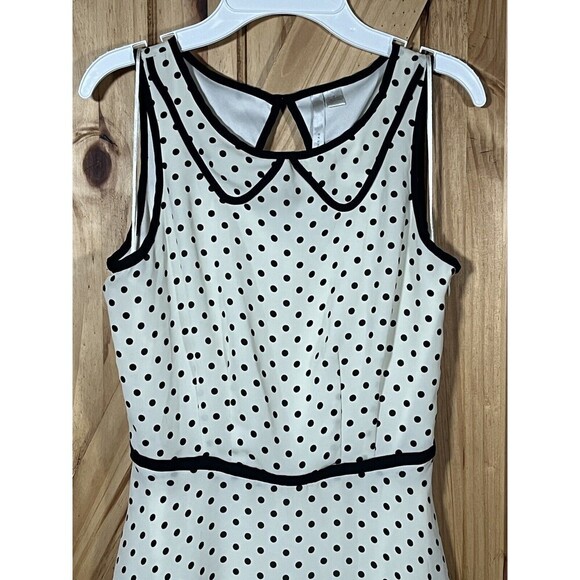 LC Lauren Conrad Sleeveless A Line Dress Size 2 Women’s Polka Dot Black White - Picture 3 of 13